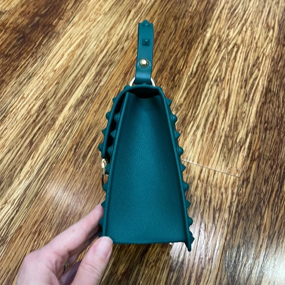 Forest green plastic jelly studded handbag NEW